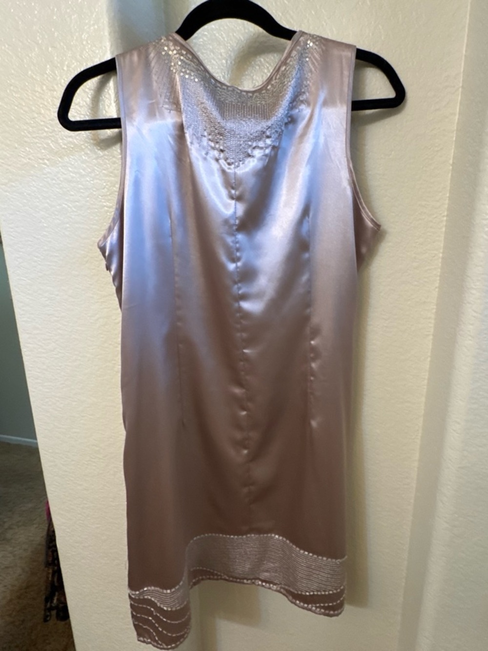 Vertigo Paris Satin Slip Chemise in Champagne